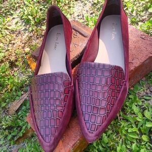 Essex lane faux snakeskin burgundy flats